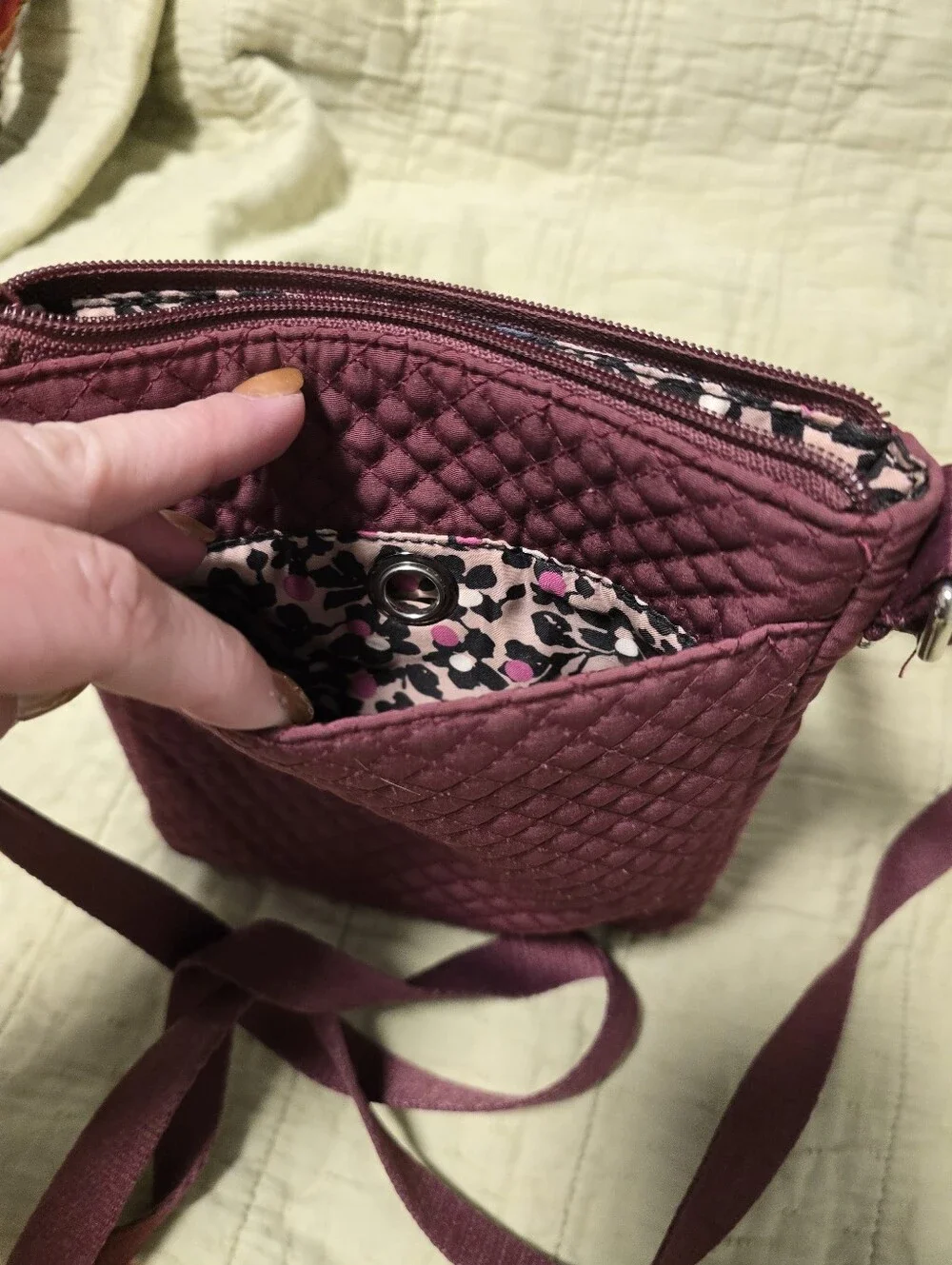 Vera Bradley Quilted Crossbody in Plum Wine